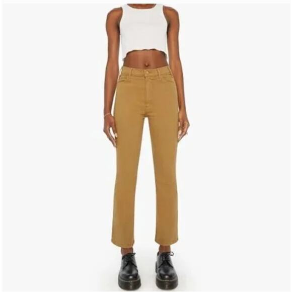 Mother The Hustler Flood Ankle Bootcut Jeans High Rise Breen Wash Tan Size 30